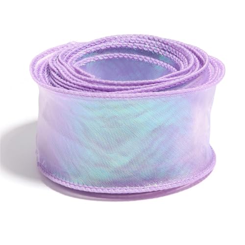 4 cm breites Chiffonband mit Wellenrand, 4,5 m, DIY-Bastelband for Geschenkverpackungen, Hochzeits- und Partydekoration, Blumenmuster(Purple) von Generisch