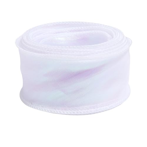 4 cm breites Chiffonband mit Wellenrand, 4,5 m, DIY-Bastelband for Geschenkverpackungen, Hochzeits- und Partydekoration, Blumenmuster(White) von Generisch