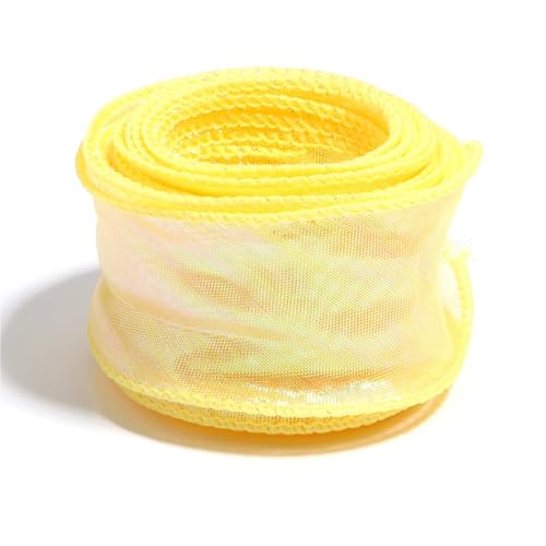 4 cm breites Chiffonband mit Wellenrand, 4,5 m, DIY-Bastelband for Geschenkverpackungen, Hochzeits- und Partydekoration, Blumenmuster(Yellow) von Generisch