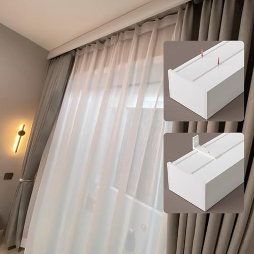 4-in-1-Vorhangschiene – Doppelschienen für Wand-/Deckenmontage, 520 cm – vielseitige Fensterbehandlungslösung mit Volantabdeckung für Heimdekoration 4-in-1-Vorhangschiene – Doppelschienen für Wand-/Deckenmontage, 520 cm – vielseitige Fensterbehandlungslösung mit Volantabdeckung für Heimdekoration von Generisch
