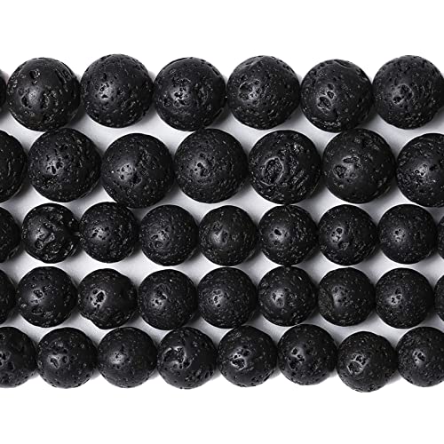 4 mm, 88 Stück, Naturstein, schwarze Vulkan-Lava-Chakra-Abstandshalter, lose Perlen für Schmuckherstellung, DIY-Armband, GE6-S1787 von Generisch