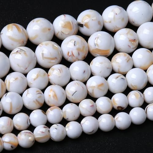 4 mm weiße Muscheltürkis, runde lose Perlen, Kristall-Energiesteinperlen für Schmuckherstellung, DIY, Armband, Halskette 4 mm weiße Muscheltürkis, runde lose Perlen, Kristall-Energiesteinperlen für Schmuckherstellung, DIY, Armband, Halskette von Generisch