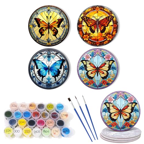 4-teiliges Malen-nach-Zahlen-Untersetzer-Set mit Halter, DIY Malen nach Zahlen, Untersetzer für Erwachsene und Anfänger, Untersetzer mit Pinseln, Acrylfarbe, Malen nach Zahlen, Bastelbedarf - 08 4-teiliges Malen-nach-Zahlen-Untersetzer-Set mit Halter, DIY Malen nach Zahlen, Untersetzer für Erwachsene und Anfänger, Untersetzer mit Pinseln, Acrylfarbe, Malen nach Zahlen, Bastelbedarf - 08 von Generisch