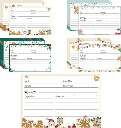 4 x 15,2 cm Weihnachtsfeiertags-Rezeptkarten, doppelseitig, Familien-Kochbuch-Sammlung, Sammelalbum, Rezeptkarten für Weihnachten, Urlaub, Familienorganisation, 60 Stück 4 x 15,2 cm Weihnachtsfeiertags-Rezeptkarten, doppelseitig, Familien-Kochbuch-Sammlung, Sammelalbum, Rezeptkarten für Weihnachten, Urlaub, Familienorganisation, 60 Stück von Generisch