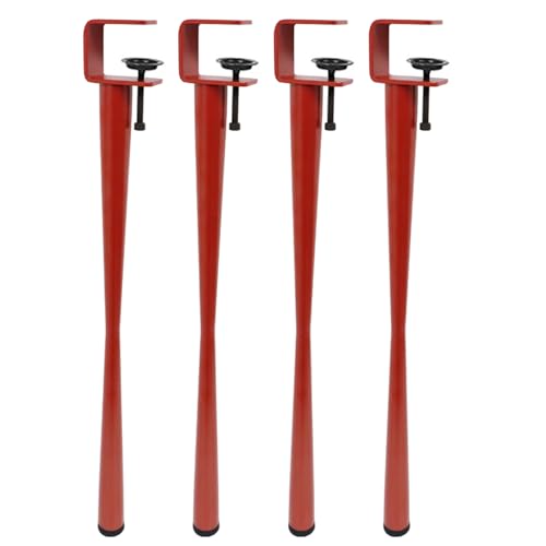 4 x F-Typ Tischbeine mit Klemme, 45 cm, rot, verstellbare Möbelfüße für Heimwerker, Café, Schreibtisch, Esszimmer, Wohnzimmer, Tische – kein Bohren, stabile Unterstützung von Generisch