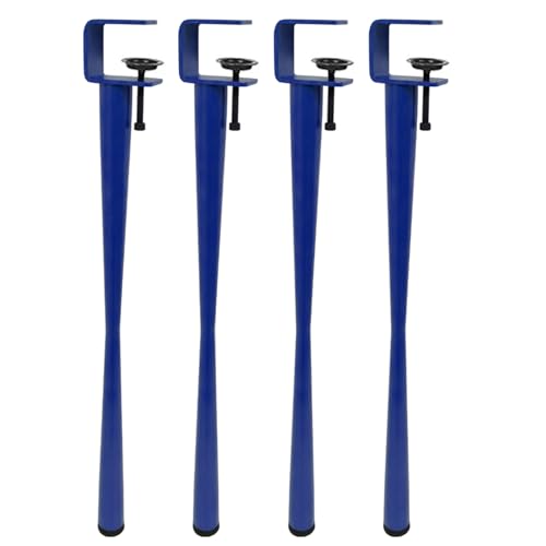 4 x F-Typ-Tischbeine mit Klemme, 75 cm, blaue Möbelfüße für Heimwerker, Café, Schreibtisch, Ess- und Wohnzimmertische, kein Bohren, stabile Unterstützung für moderne Innenräume von Generisch