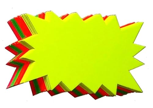 40 Rechteck - Sterne - 23x33 cm Preisschilder aus Neon Karton leuchtfarbig gemischt 380g/qm Werbesymbole für Räumungsverkauf von Generisch