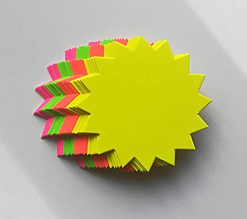 40 Rund -Sterne - 20 cm Durchmesser Preisschilder aus Neon Karton gemischt 380g/qm Preisauszeichnung von Generisch