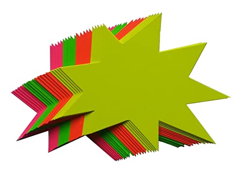 40 Sterne - 15 x 17 cm Preisschilder aus Neon Karton leuchtfarbig gemischt 380g/qm Werbesymbole von Generisch