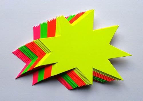 40 Sterne - 18 x 22 cm Preisschilder aus Neon Karton leuchtfarbig gemischt 380g/qm Werbesymbole von Generisch