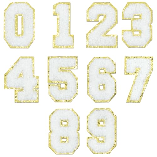 40 Stück Dekorative Zahlen Patches Chenille 0-9 Selbstklebend mit Goldrand für Kleidung, Hemden, Jeans, Taschen, Stilvolle Verzierungen 40 Stück Dekorative Zahlen Patches Chenille 0-9 Selbstklebend mit Goldrand für Kleidung, Hemden, Jeans, Taschen, Stilvolle Verzierungen von Generisch