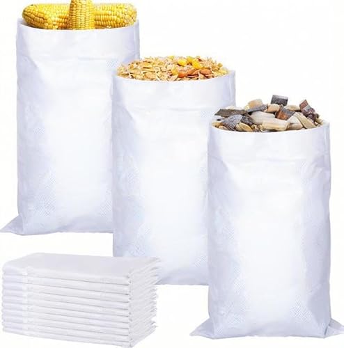 40 x 62 cm Polypropylen Sack 10 Stück Weiße Gewebesäcke, Getreidesack Lagersack für Futtermittel Getreide und Laub 40 x 62 cm Polypropylen Sack 10 Stück Weiße Gewebesäcke, Getreidesack Lagersack für Futtermittel Getreide und Laub von Generisch