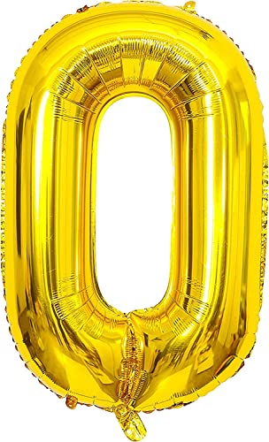 40cm Zahl Ballon 0 Gold Deko folienballon Geburtstag Jubiläum Neujahr Silvester 0. Party Dekoration Folienballon Ziffer Ballons Gelb dunkel Gold Ballon 0 Birthday Feier Babyparty (Zahl 0) von Generisch
