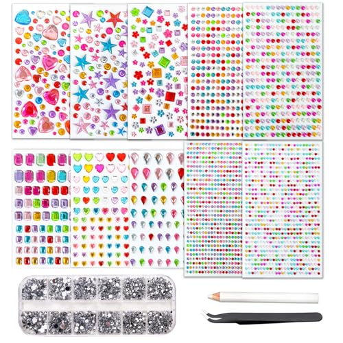 4151 Stück Glitzersteine Selbstklebend, Bunt Strasssteine Selbstklebend, Transparenter Runde Strasssteine für Nagel Kunst Kleidung Handwerk Bastel-DIY, mit Wachsstift und Pinzette Kit 4151 Stück Glitzersteine Selbstklebend, Bunt Strasssteine Selbstklebend, Transparenter Runde Strasssteine für Nagel Kunst Kleidung Handwerk Bastel-DIY, mit Wachsstift und Pinzette Kit von Generisch