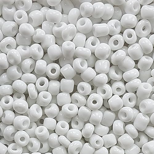 [45,00 Euro/kg] Glasperlen Rocailles cloud weiß Perlen Glas Größe 4mm, Menge 20 Gramm DIY Schmuckherstellung Seed Beads Schmuck von Generisch