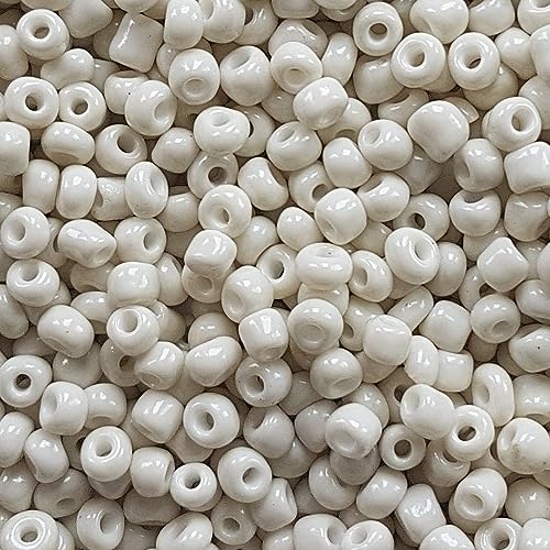 [45,00 Euro/kg] Glasperlen Rocailles cotton weiß Perlen Glas Größe 4mm, Menge 20 Gramm DIY Schmuckherstellung Seed Beads Schmuck von Generisch