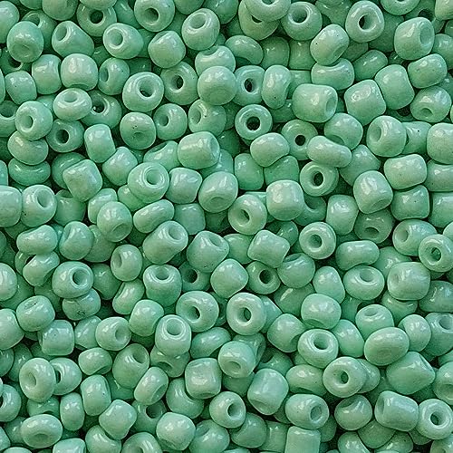 [45,00 Euro/kg] Glasperlen Rocailles neo mint grün Perlen Glas Größe 4mm, Menge 20 Gramm DIY Schmuckherstellung Seed Beads Schmuck von Generisch