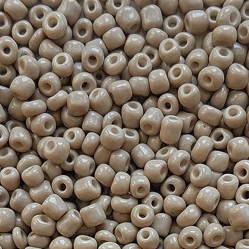 [45,00 Euro/kg] Glasperlen Rocailles soft taupe Perlen Glas Größe 4mm, Menge 20 Gramm DIY Schmuckherstellung Seed Beads Schmuck von Generisch