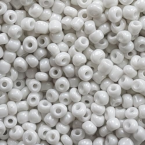 [45,00 Euro/kg] Glasperlen Rocailles weiß Perlen Glas Größe 4mm, Menge 20 Gramm DIY Schmuckherstellung Seed Beads Schmuck von Generisch