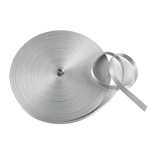 45 Meter 10 mm farbiges Polyester-Gurtband, dekoratives Band für Taschengurte, Kleidungsstücke, Schuhe, Heimtextilien, Näh- und Bastelzubehör(Light Gray) von Generisch