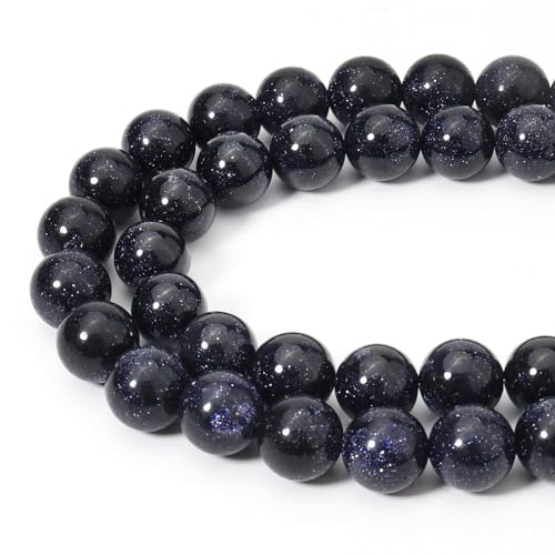 45 Stück 8 mm natürliche blaue Sandstein-Edelsteinperlen, rund, lose Steinperlen für Schmuckherstellung, DIY-Armbänder, Halsketten, U10-KD845 von Generisch