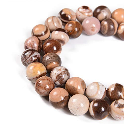45 Stück 8 mm natürliche braune Zebra-Edelsteine, rund, lose Steinperlen (braunes Zebra, 8 mm, 45 Perlen) von Generisch