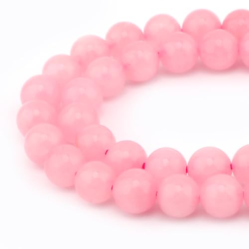45 Stück natürliche, echte, runde lose Steinperlen, Edelstein-Abstandshalter für Charms, DIY-Schmuckherstellung, 39,4 cm pro Strang, 8 mm (Rosenquarz, 8 mm) von Generisch