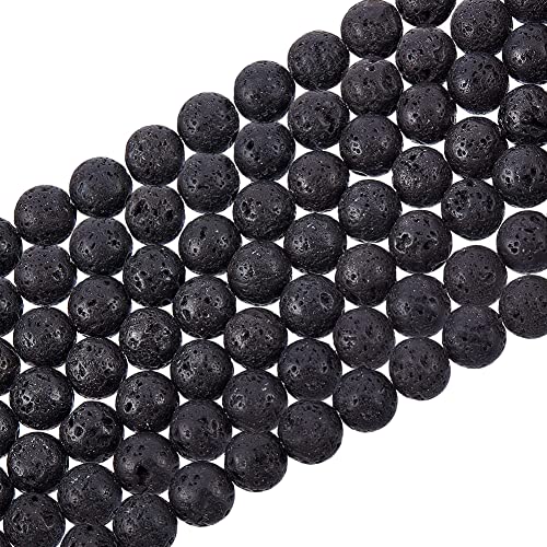 470 Stück 8 mm natürliche schwarze Lava-Perlen: runde Vulkangesteins-Abstandshalter für Öldiffusor, Ohrringe, Halsketten, Armbänder, Schmuckherstellung, Chakra-Stein von Generisch