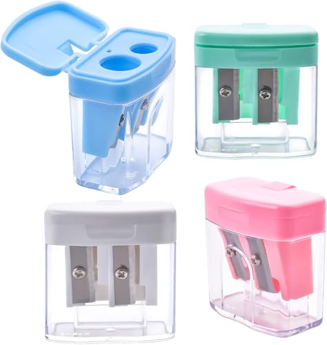 4er-Pack Bleistiftspitzer, Doppelloch, manueller Bleistiftspitzer, Großpackung für Schule, Klassenzimmer, Heimbüro, Kunstbedarf von Generisch