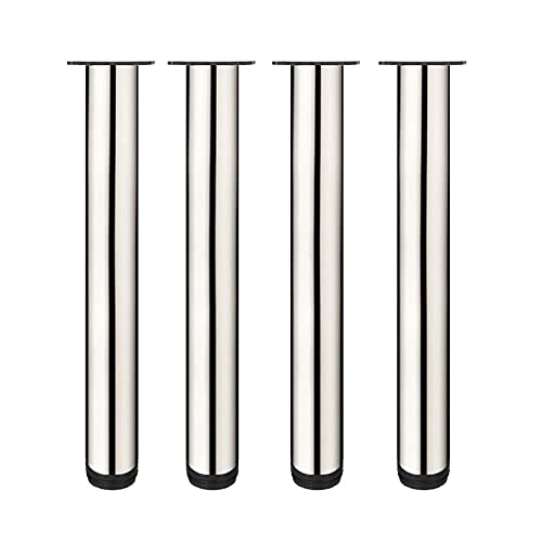4er-Pack Möbelbeine aus Metall, 50 cm/60 cm, runde Möbelfüße aus gebürstetem Edelstahl, verstellbare Tischbeine, höhenverstellbar, Gesamthöhe 5 cm, 70 cm (Größe: 2 Zoll, Farbe: Edelstahl) von Generisch