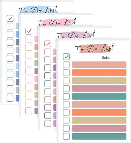 4er-Pack To-Do-Listen-Planer-Notizblock, 200 Blatt, 10,2 x 15,2 cm, bunte Haftnotizen, lustige Bürogeschenke mit 4 niedlichen Designs für Kollegen (tragbare Planerblöcke) von Generisch