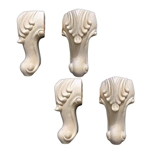 4er-Set Ersatz-Sofafüße aus Massivholz, Holzbeine für Couch, Stuhl, Couchtisch, Schrank, Möbel, unbehandelte Holzschnitzerei-Möbelbeine für Couch, Schreibtisch, Schrank (25 cm) von Generisch