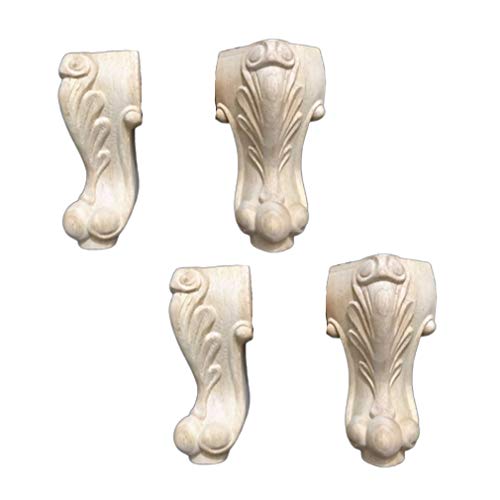 4er-Set Möbelbeine aus Holz, geschnitzte Ersatz-Sofafüße aus Massivholz, Tischbeine, Möbelfüße, Dekoration für Schlafsofa, Schrank, Couch, Stuhl (18 cm, B) von Generisch