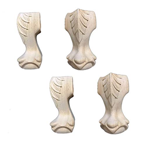 4er-Set Möbelbeine aus Holz, geschnitzte Ersatz-Sofafüße aus Massivholz, Tischbeine, Möbelfüße, Dekoration für Schlafsofa, Schrank, Couch, Stuhl (4,7 Zoll/6 cm, A) von Generisch