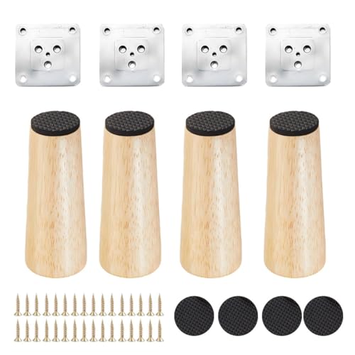 4er Set Möbelfüße aus Holz - Runde Sofa füße & Stuhlbeine 6 cm - 70 cm für Regal, Bett, Tisch, Stuhl, Schrank, Kommoden - Inklusive Schrauben, Einfache Montage, Robuste(12''/30cm) von Generisch
