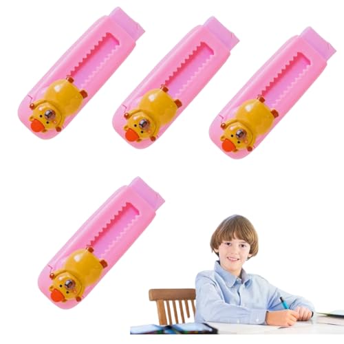 4er Set Niedliche Capybara Radiergummi Einziehbarer Radiergummi Kinder Push-Pull Bleistiftradierer Für Grundschüler, Schreibwaren, Geschenk, Belohnung (2,5x8,5x3 cm) von Generisch