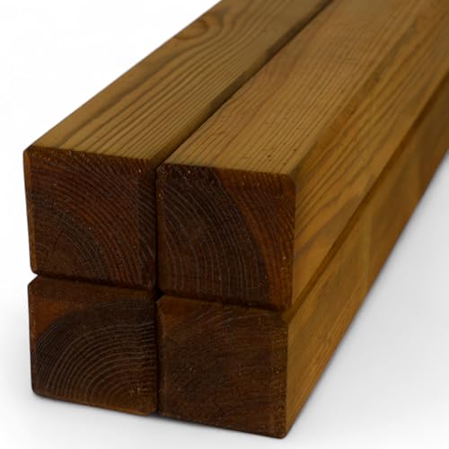 4er Set Vierkant-Zaunpfosten stumpf KDI Braun – 9x9 cm, Längen 100–150 cm, imprägniertes Nadelholz, wetterfest langlebig, Pfostenm Zaunbau, Gartenprojekte (150 cm Länge) von Generisch