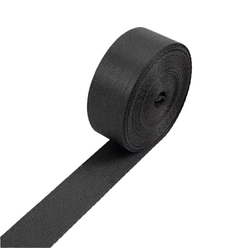 5/10/20 Meter schwarzes Nylon-Gurtband, 10–100 mm Breite, Rucksackgurt, Haustierhalsband, Gürtel, Bindung, Nähen, Trimmen(25mm,20Meters) von Generisch