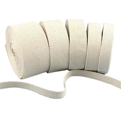 5/10 Meter Gurtband aus natürlicher Baumwolle, 10–50 mm Breite, Canvas-Gurtmaterial für DIY-Nähprojekte, Taschengriffe, Bekleidungsbesätze(Beige-50mm,5Meters) von Generisch