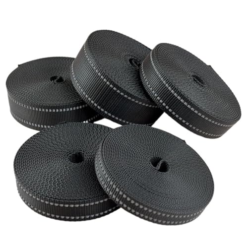 5/10 Meter Nylon Gurtband 15–38 mm Breite schwarz reflektierende Haustier Kragen Material Nähen Schrägband Banding(20mm,10Meters) von Generisch