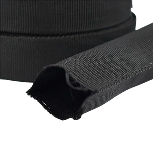 5/10 Meter doppellagiges hohles Polyester-Gurtband, 20–50 mm Breite, Handtaschengurt, Nähbesatz, Bastel-Schrägband(Black-38mm,10Meters) von Generisch