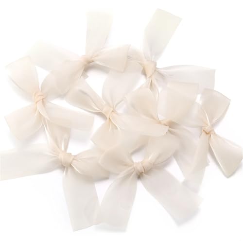 5/10 Stück 7 x 8 cm bunte Gazebandschleifen, funkelndes Netz-Satinband, Schleife for Geschenkbox, Basteln, Dekoration, Handarbeit, DIY, Kopfbedeckungen(Champagne color,7x8cm 10Pcs) von Generisch