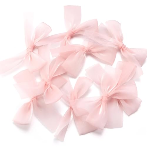 5/10 Stück 7 x 8 cm bunte Gazebandschleifen, funkelndes Netz-Satinband, Schleife for Geschenkbox, Basteln, Dekoration, Handarbeit, DIY, Kopfbedeckungen(Light Pink,7x8cm 5Pcs) von Generisch
