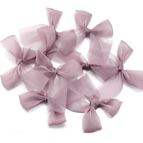 5/10 Stück 7 x 8 cm bunte Gazebandschleifen, funkelndes Netz-Satinband, Schleife for Geschenkbox, Basteln, Dekoration, Handarbeit, DIY, Kopfbedeckungen(Purple,7x8cm 5Pcs) von Generisch