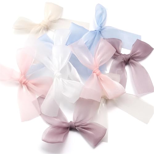 5/10 Stück 7 x 8 cm bunte Gazebandschleifen, funkelndes Netz-Satinband, Schleife for Geschenkbox, Basteln, Dekoration, Handarbeit, DIY, Kopfbedeckungen(Random,7x8cm 5Pcs) von Generisch