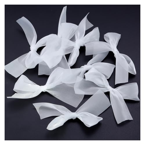 5/10 Stück 7 x 8 cm bunte Gazebandschleifen, funkelndes Netz-Satinband, Schleife for Geschenkbox, Basteln, Dekoration, Handarbeit, DIY, Kopfbedeckungen(White,7x8cm 10Pcs) von Generisch