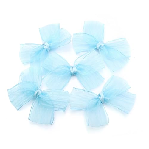 5/10 Stück Farbbandschleifen, 10,5 cm, große Größe, Polyester-Spitze, Satinband, Schleife, Blume for DIY-Haarnadel, Basteln, Geschenk, Hochzeitsdekoration(Blue,10.5-11.5cm 5pcs) von Generisch