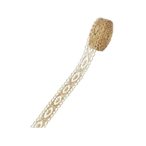5/10 Yard Gold Silber Spitzennetzbesatz Band Kurve Spitzenstoff Nähen Geflochtene Spitze Hochzeit DIY Kleidung Bastelzubehör(B01,5 Yard) von Generisch