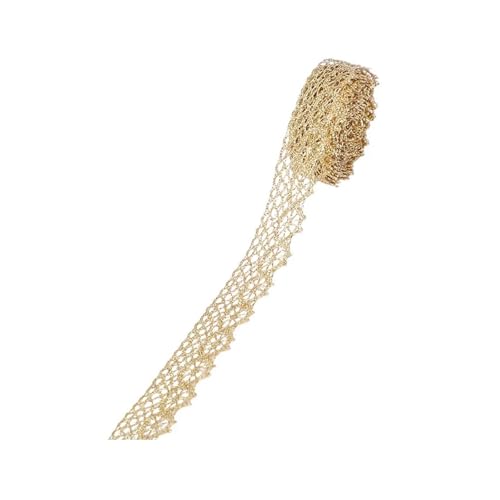 5/10 Yard Gold Silber Spitzennetzbesatz Band Kurve Spitzenstoff Nähen Geflochtene Spitze Hochzeit DIY Kleidung Bastelzubehör(B02,5 Yard) von Generisch