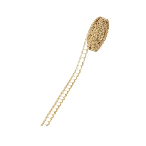 5/10 Yard Gold Silber Spitzennetzbesatz Band Kurve Spitzenstoff Nähen Geflochtene Spitze Hochzeit DIY Kleidung Bastelzubehör(B06,10 Yard) von Generisch